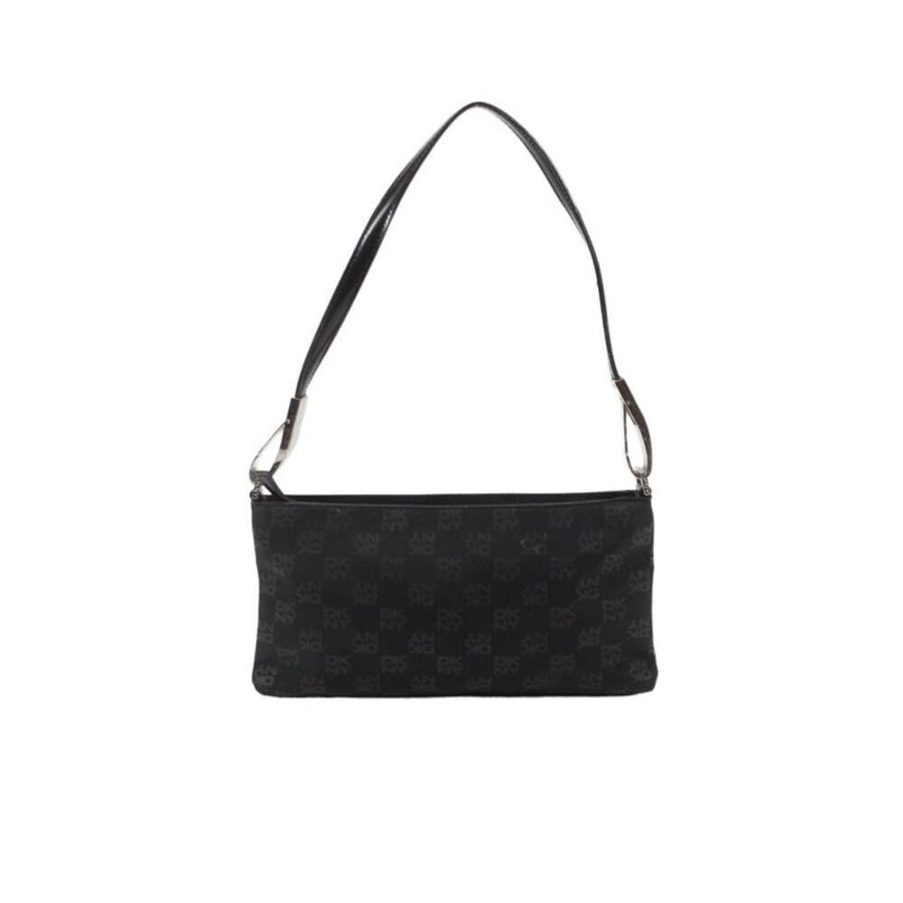 DKNY Womens Nylon Monogram Shoulder Handbag Black